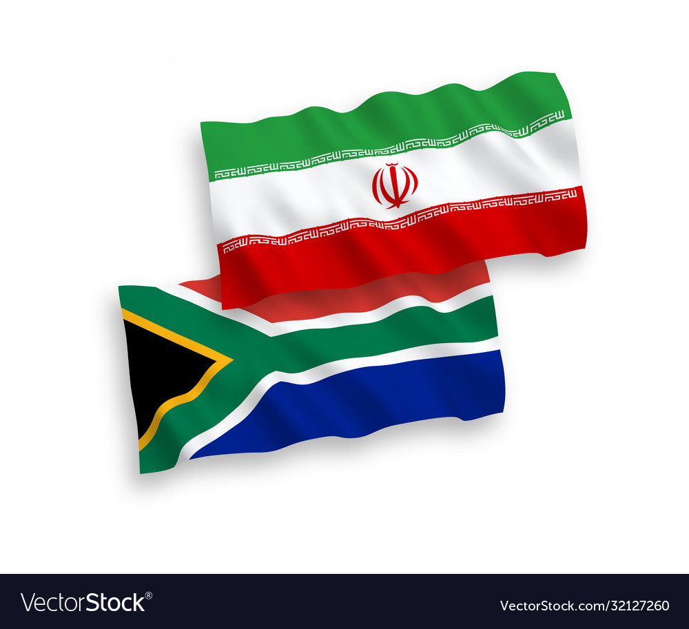 Flags of Iran and Republic of South Africa on a white background